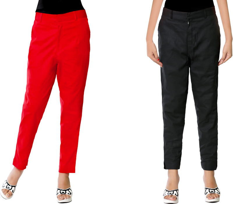 Samarthfashion Slim Fit Women Red, Black Trousers