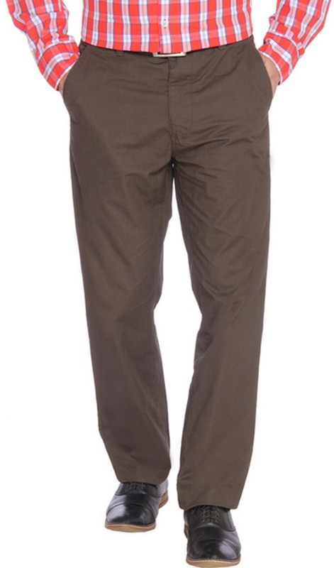 Parx Slim Fit Men Dark Green Trousers