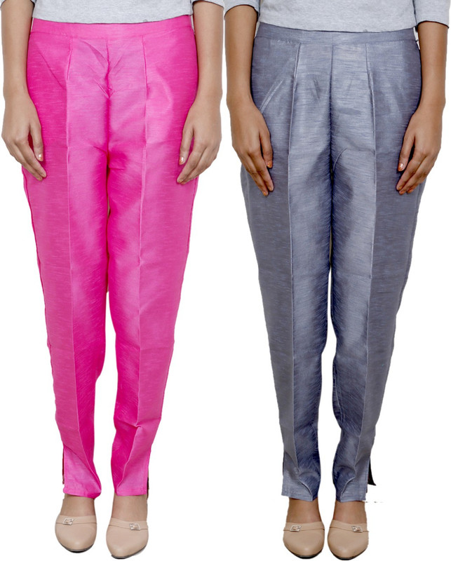IndiWeaves Regular Fit Women Pink, Grey Trousers