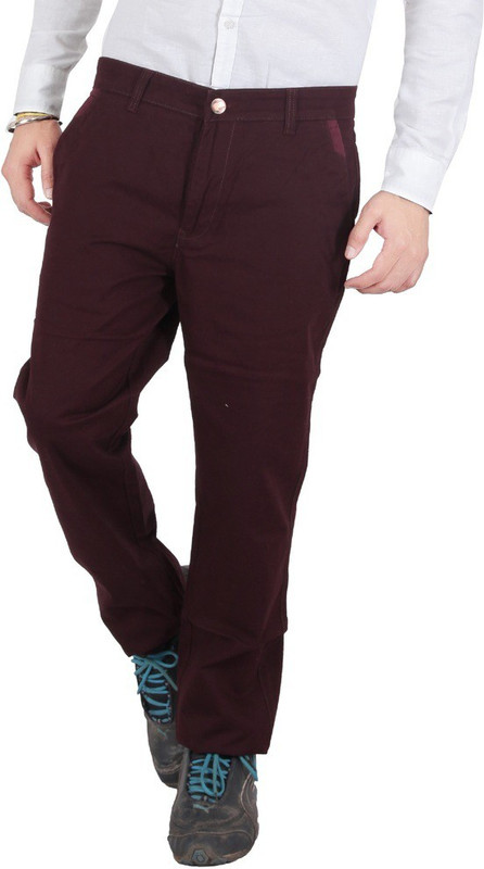 Wood Slim Fit Men Maroon Trousers