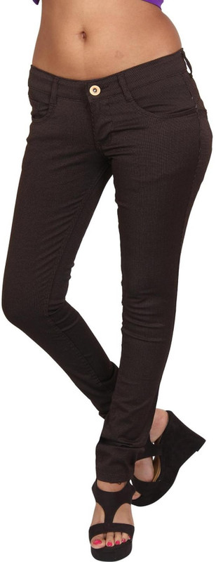 Prankster Designer Skinny Fit Women Brown Trousers