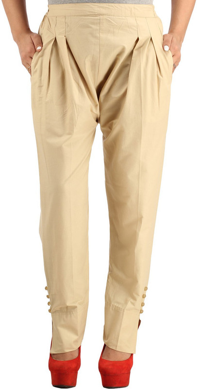 Ali Colours Slim Fit Women Beige Trousers