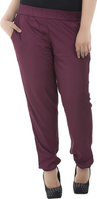 LASTINCH Maroon Lounge Regular Fit Women Maroon Trousers