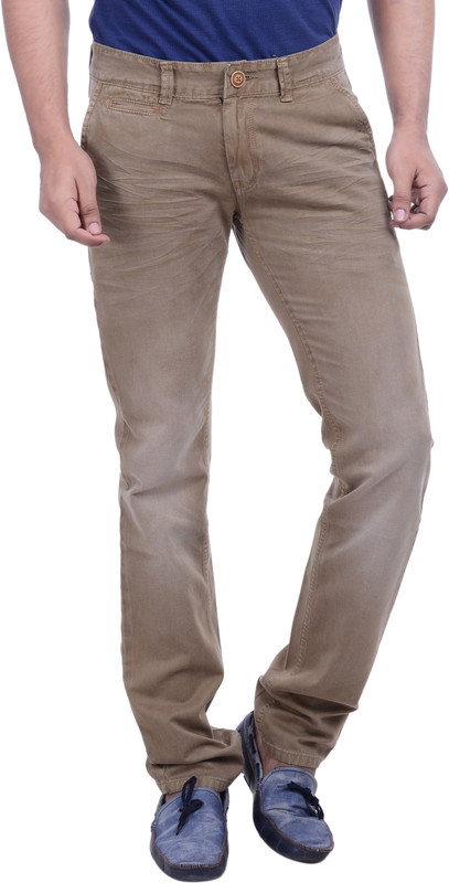 Hoffmen Slim Fit Men Gold Trousers
