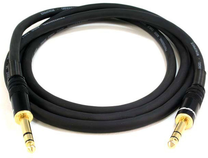 C&E TV-out Cable 6ft Premier Series 1/4-inch (TRS) Male to Male 16AWG Cable (Gold Plated)(Black, For Computer)