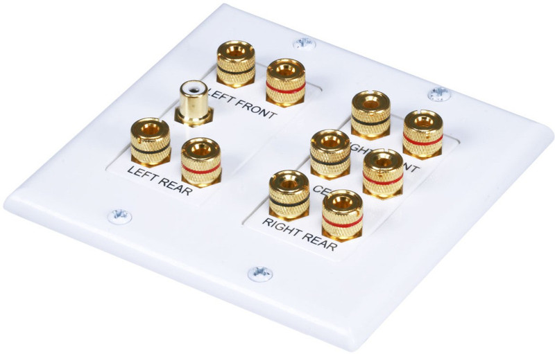 C&E TV-out Cable 2-Gang 5.1 Surround Sound Distribution Wall Plate(Gold, For Home Theater)