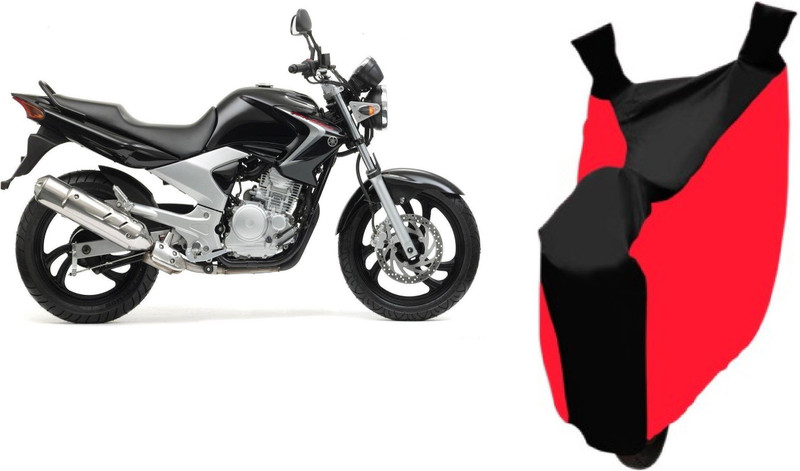 Red Silk Two Wheeler Cover for Yamaha(YBR, Red, Black)