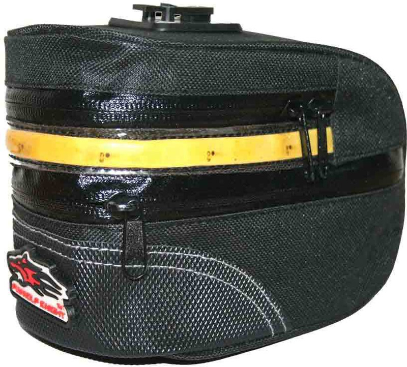 Adraxx Bike Versatile Clip On Bag With Led Safety Light One-side Black Fabric Motorbike Saddlebag(2 L)