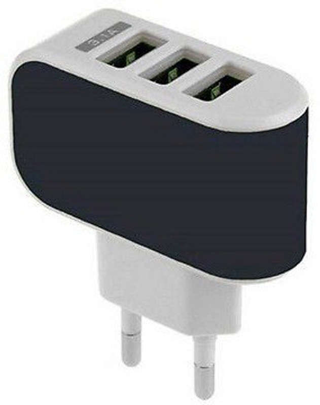TechGear 3 Port Plug LED Charger Adapte For Samsung, iphone r USB Adapter(White, Black) RS.299 (50.00% Off) - Flipkart