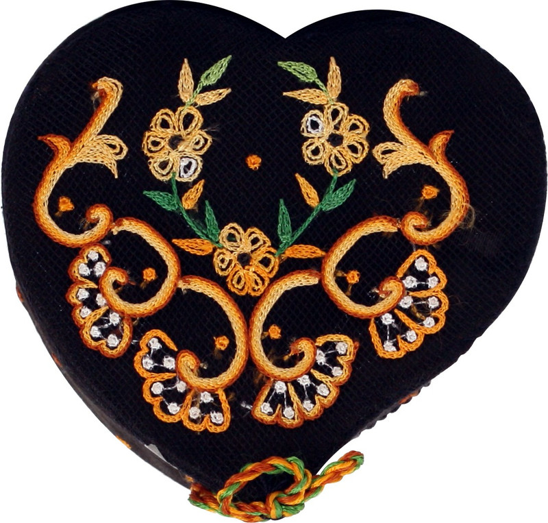 Soulful Threads Yellow Thread Aari Embroidered Accessories Vanity Box(Black)