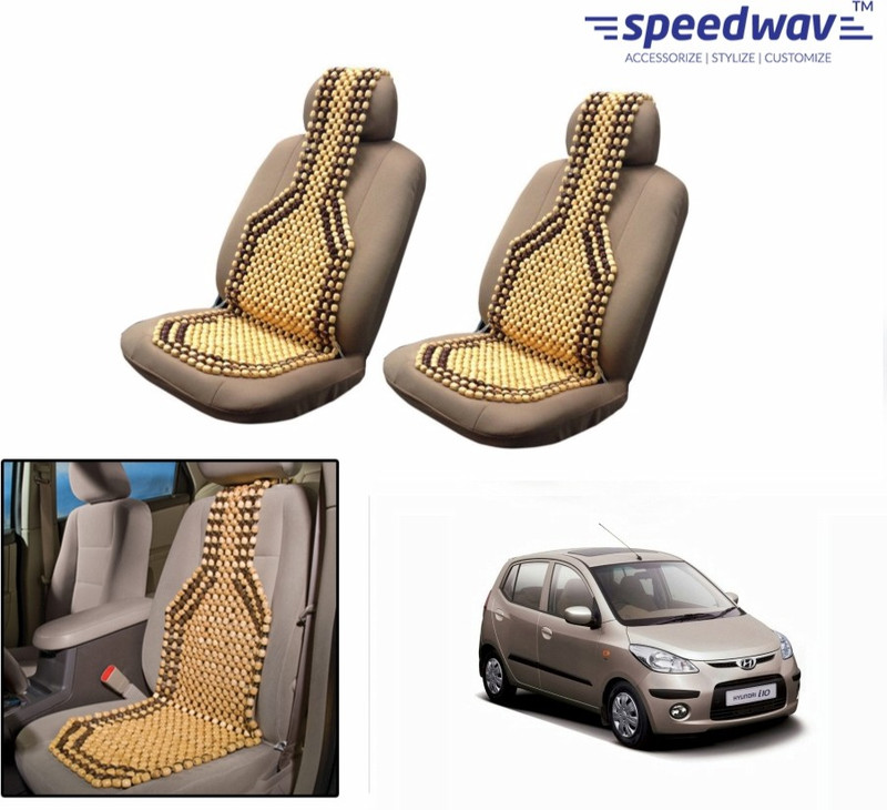Speedwav Wooden Bead Seating Pad For Hyundai i10(Front Seats Brown)