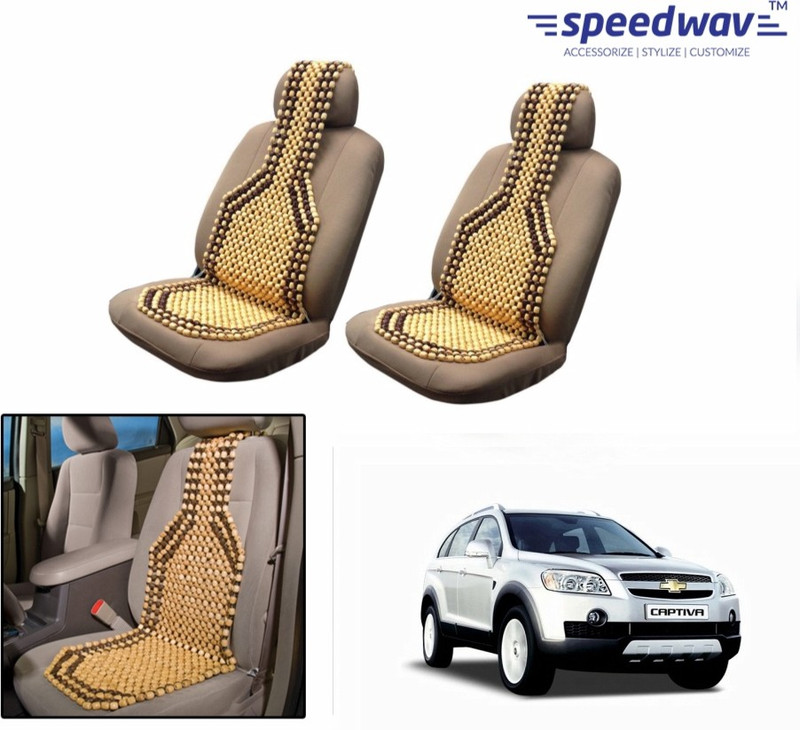 Speedwav Wooden Bead Seating Pad For Chevrolet Captiva(Front Seats Brown)