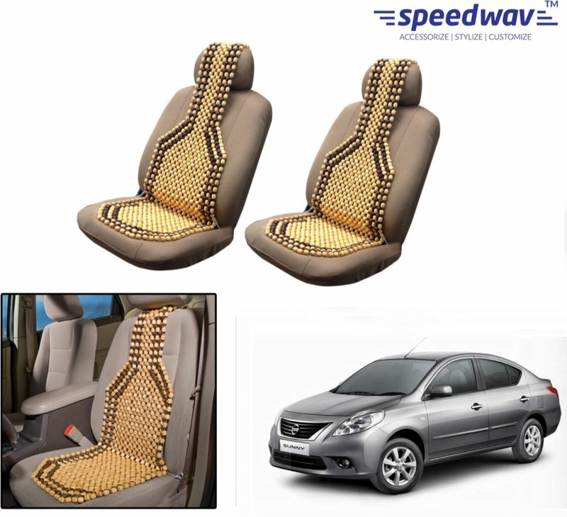 Speedwav Wooden Bead Seating Pad For Nissan Sunny(Front Seats Brown)
