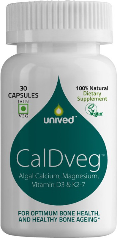 Unived Unived CalDveg, Algal Calcium, Magnesium, Vitamin D3 & K2-7, Complete Bone Health, 15 servings, 30 Capsules(46 g)