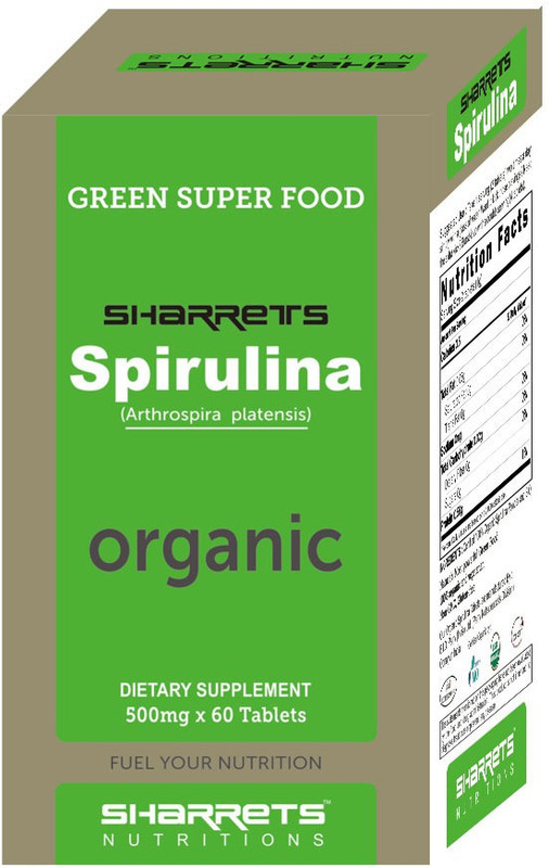 SHARRETS NUTRITIONS ORGANIC SPIRULINA - (100% VEGETARIAN ) 60 TABLETS(60 No)