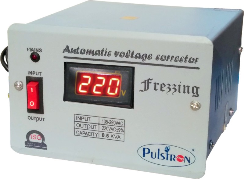 Pulstron PTI-535 0.5 Kva Digital Fridge Voltage Stabilizer, 100% Copper Winded(Sky Blue) RS.1299 (85.00% Off) - Flipkart
