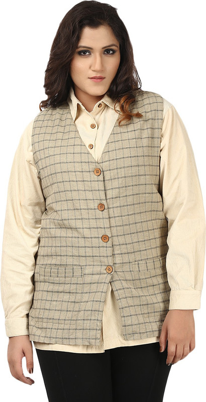 Eves Pret A Porter Checkered Women Waistcoat