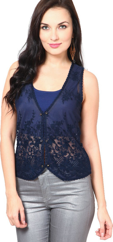 Vero Moda Self Design Women Waistcoat