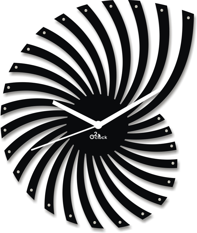 2 O'Clock Analog 1 cm X 31 cm Wall Clock(Black, Without Glass)
