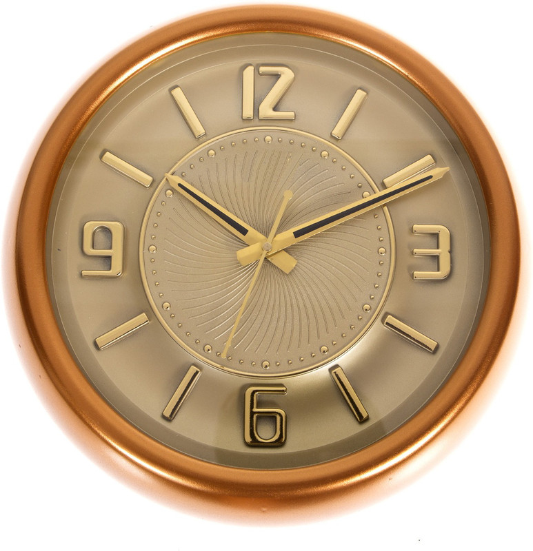 Smile2u Retailers Analog Wall Clock(Golden, Orange, With Glass)