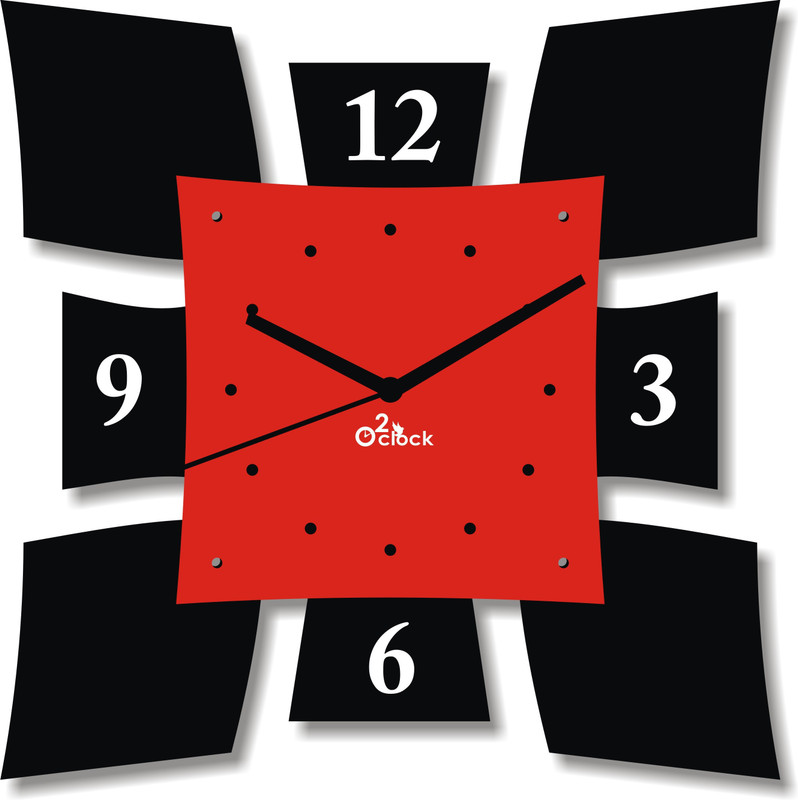 2 O'Clock Analog 5 cm X 41 cm Wall Clock(Black, Red, Without Glass)