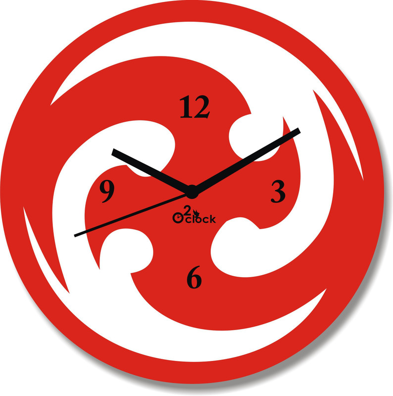 2 O'Clock Analog 30 cm X 30 cm Wall Clock(Red, Without Glass)