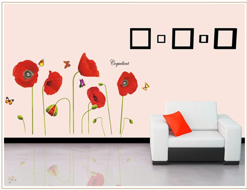 Oren Empower Poppy Plants Large Wall Sticker(65 cm X cm 115, Red) RS.194 (70.00% Off) - Flipkart
