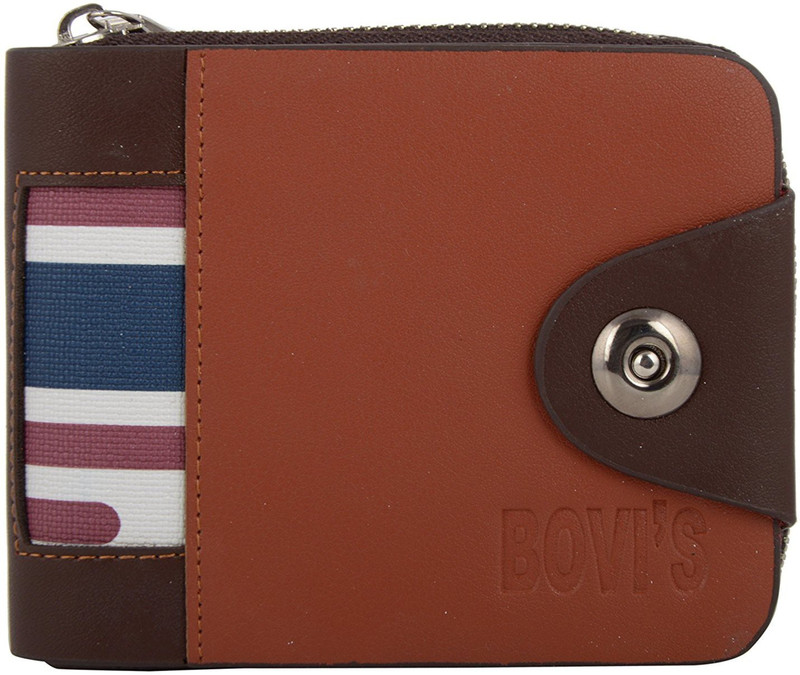 Bovis Men Brown Genuine Leather Wallet(11 Card Slots)