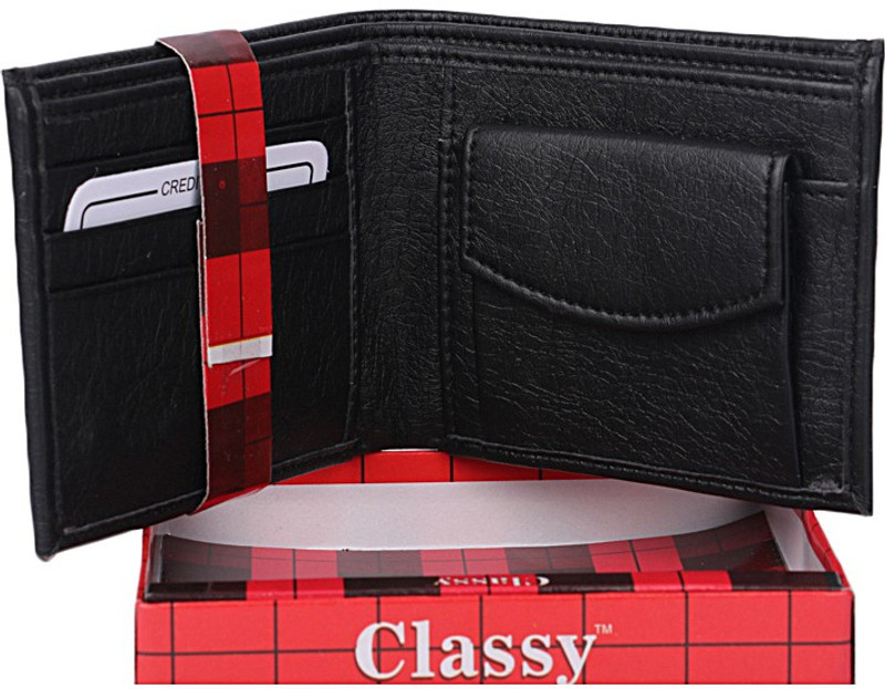 man marks Men Black Artificial Leather Wallet(6 Card Slots)