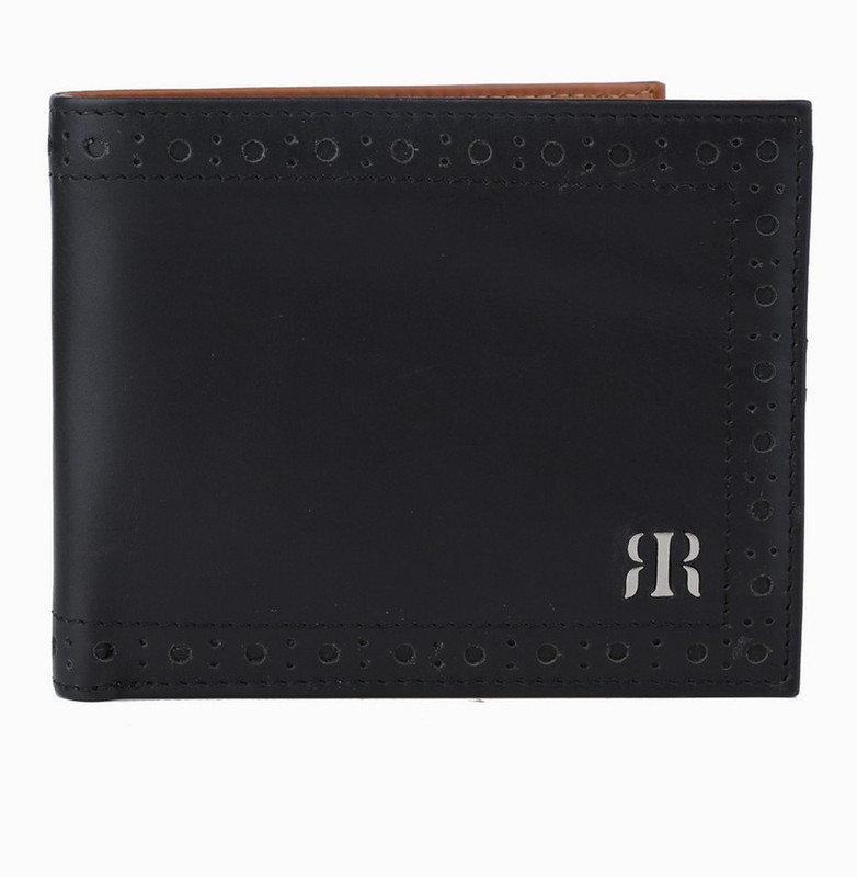 Raymond Men Black Genuine Leather Wallet(8 Card Slots)