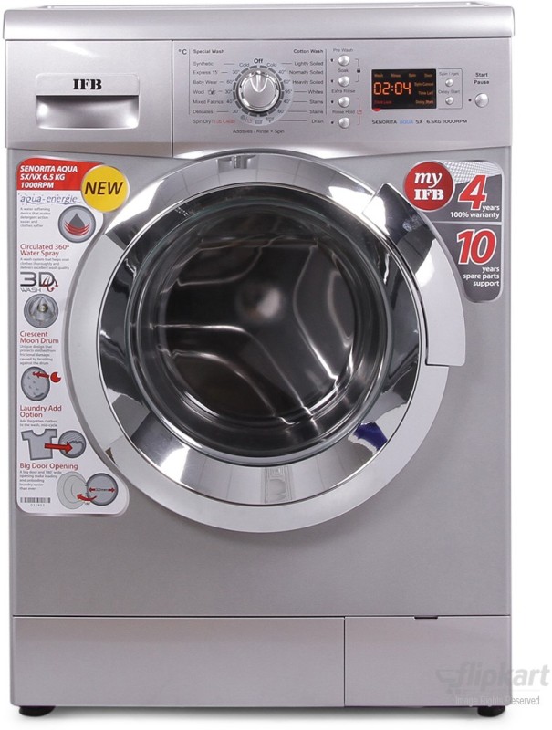 IFB 6.5 kg Fully Automatic Front Load Washing Machine with In-built Heater Silver(Senorita Aqua SX - 6.5 KG)