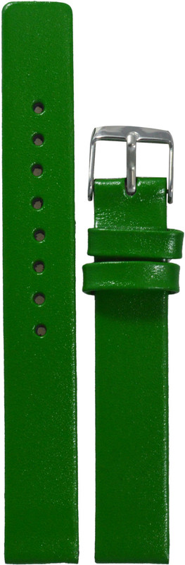 Kolet Glossy Finish GR 14 mm Leather Watch Strap(Green)
