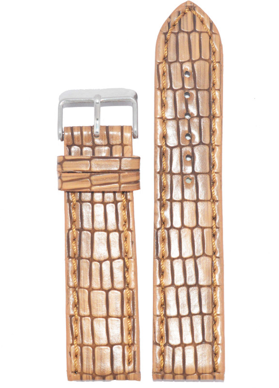 Kolet Textured Reptile 18T 18 mm Leather Watch Strap(Tan)