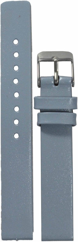 Kolet Glossy Finish GY 14 mm Leather Watch Strap(Grey)