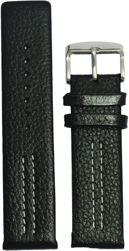 Kolet Parallel Dotted 24B 24 mm Leather Watch Strap(Black)