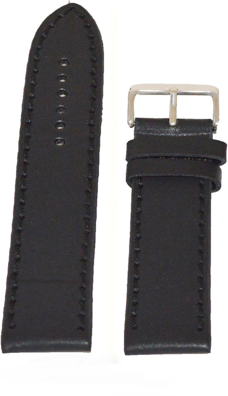 Kolet Plain Matte Finish 18 mm Leather Watch Strap(Black)
