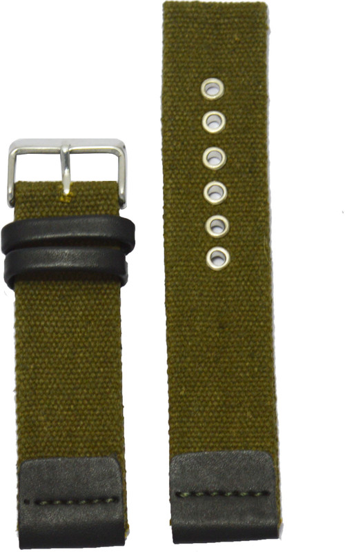 Kolet Denim 22 mm Leather Watch Strap(Green, Black)