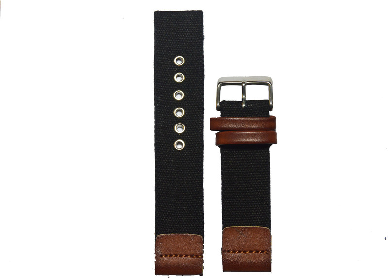 Kolet Denim 22BR 22 mm Denim Watch Strap(Black, Brown)