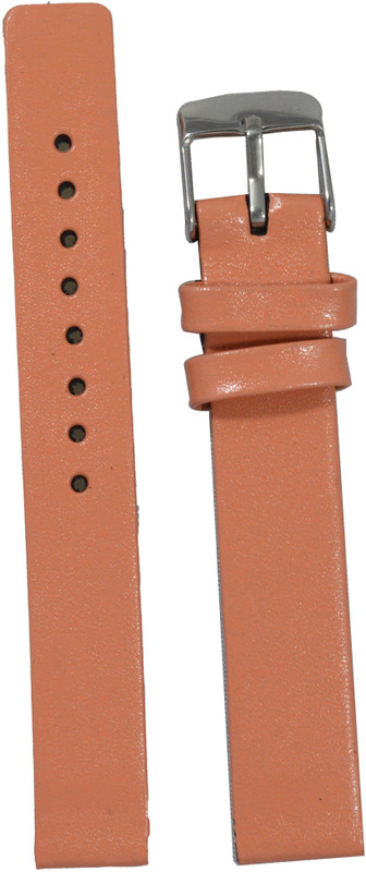 Kolet Glossy Finish PE 14 mm Leather Watch Strap(Peach)
