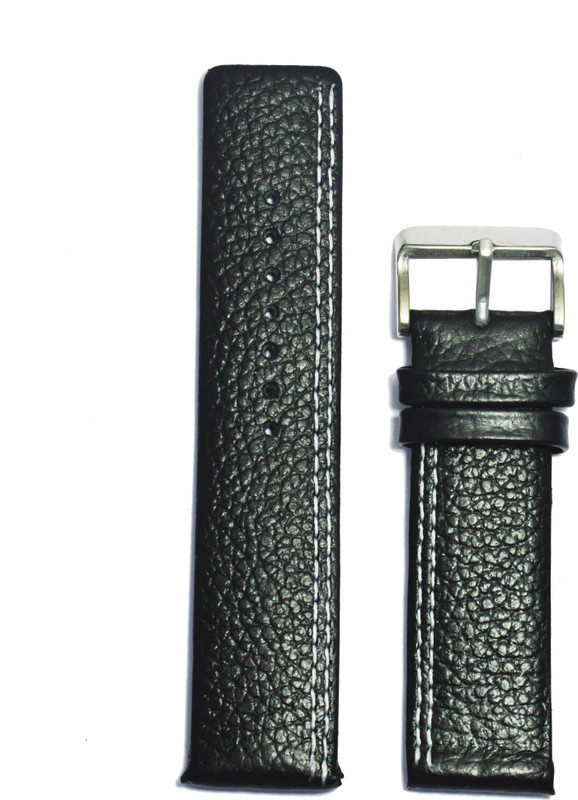 Kolet Parallel Leather 22B 22 mm Leather Watch Strap(Black)