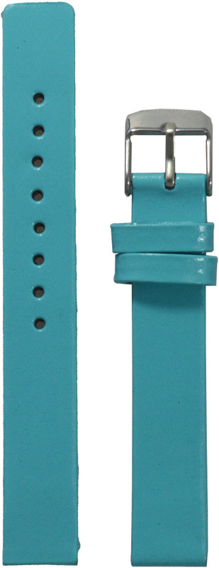 Kolet Glossy Finish TBU 14 mm Leather Watch Strap(Turkish Blue)
