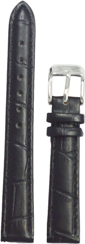 Kolet Croco Padded 14 mm Leather Watch Strap(Black)