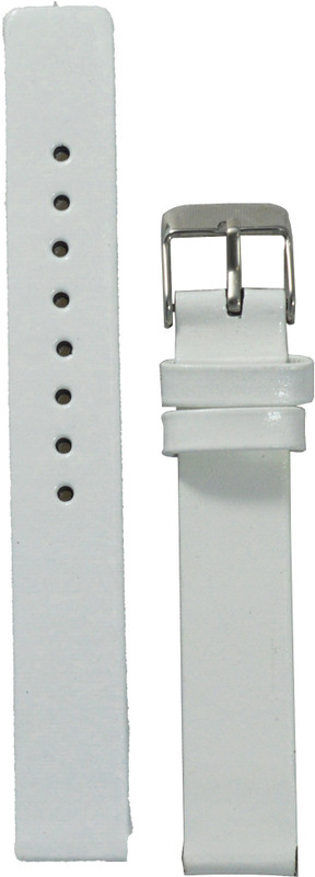 Kolet Glossy Finish W 14 mm Leather Watch Strap(White)