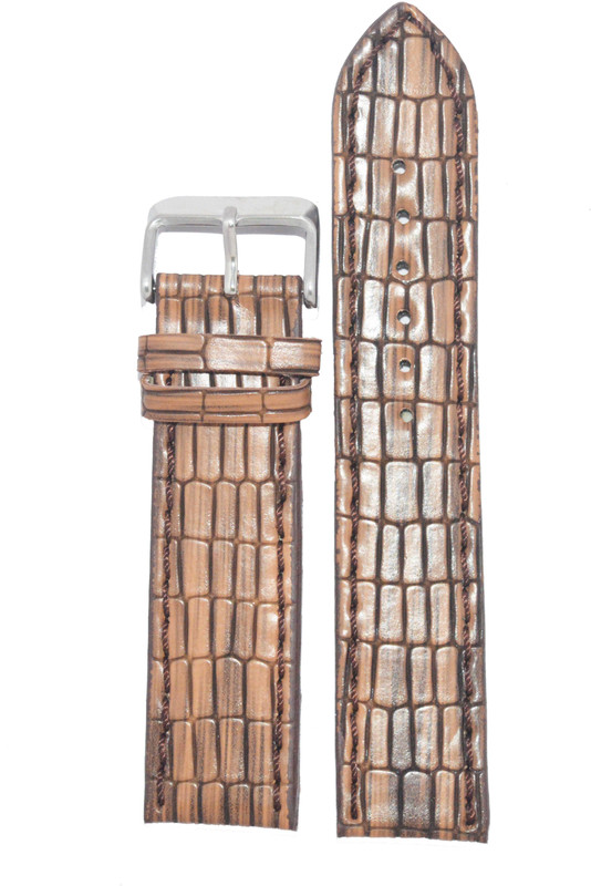 Kolet Textured Reptile 24LBR 24 mm Leather Watch Strap(Light brown)