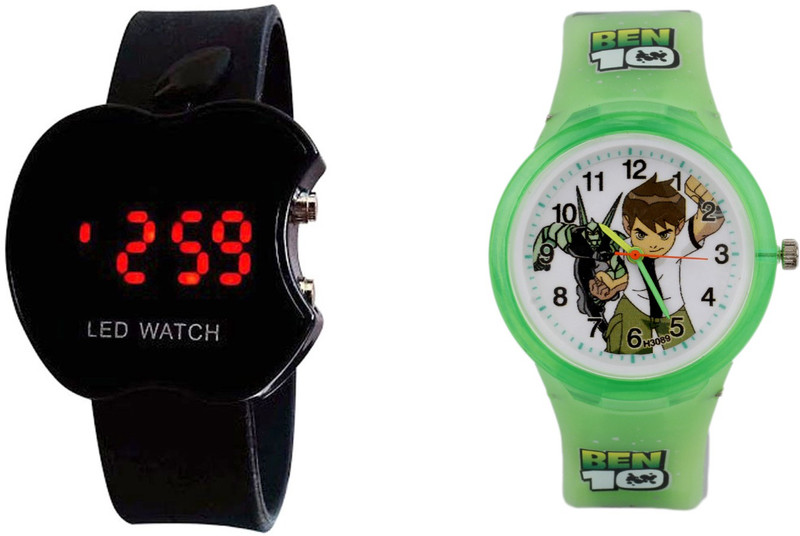 COSMIC GREEN BEN TEN KIDS WATCH WITH FREE BLACK APPLE LED Analog-Digital Watch - For Boys & Girls