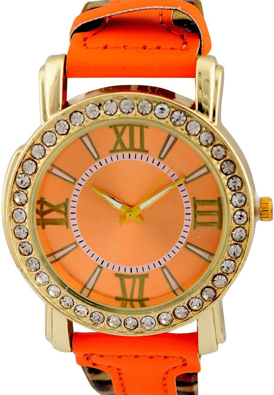 Genevaa Fashion Perfect Orange Dial Leopard Print Strap Designer Analog Watch - For Girls Genevaa Fashion Perfect Orange Dial Leopard Print Strap Designer Analog Watch - For Girls