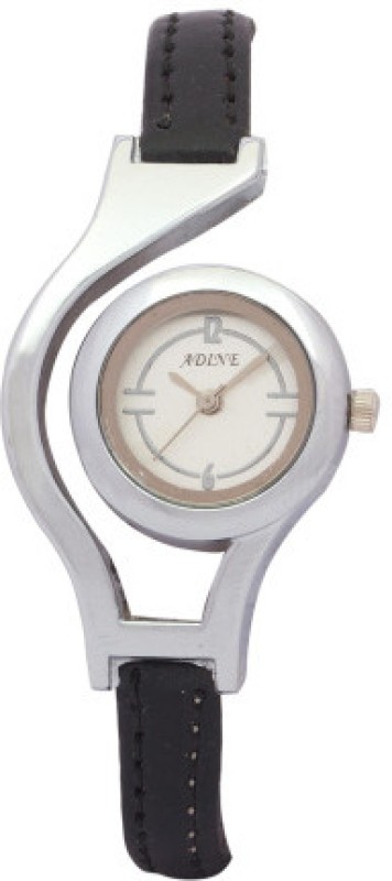 Adine AD-1201 Black Silver Fashion Analog Watch - For Women