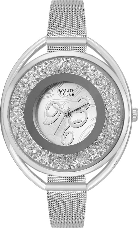 Youth Club Studded case with Mesh Chain 01 Analog Watch - For Women