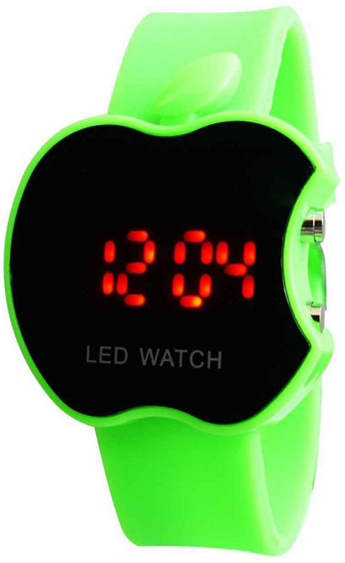 COSMIC APPLE SHAPE LED WITH RED DIGITAL LIGHT- GREEN STRAP Digital Watch - For Men