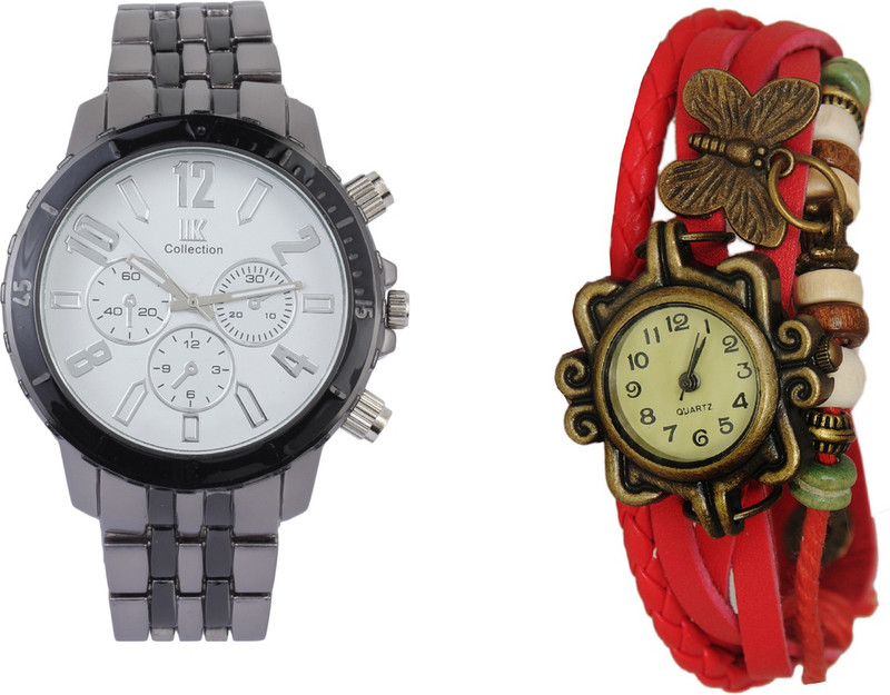 COSMIC IIK Two fashionable Metallic Cream Dial- Designer Analog Watch With cute vintage pendent analog couple watch H6HH6YT Analog Watch - For Men & Women